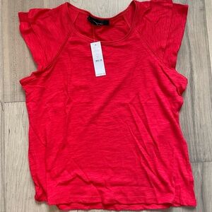 Women’s WHBM Ruffle Sleeve Tee, S, Fire Red - NWT